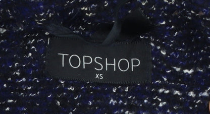 Topshop Womens Blue Tweed Mid-Length Overcoat XS