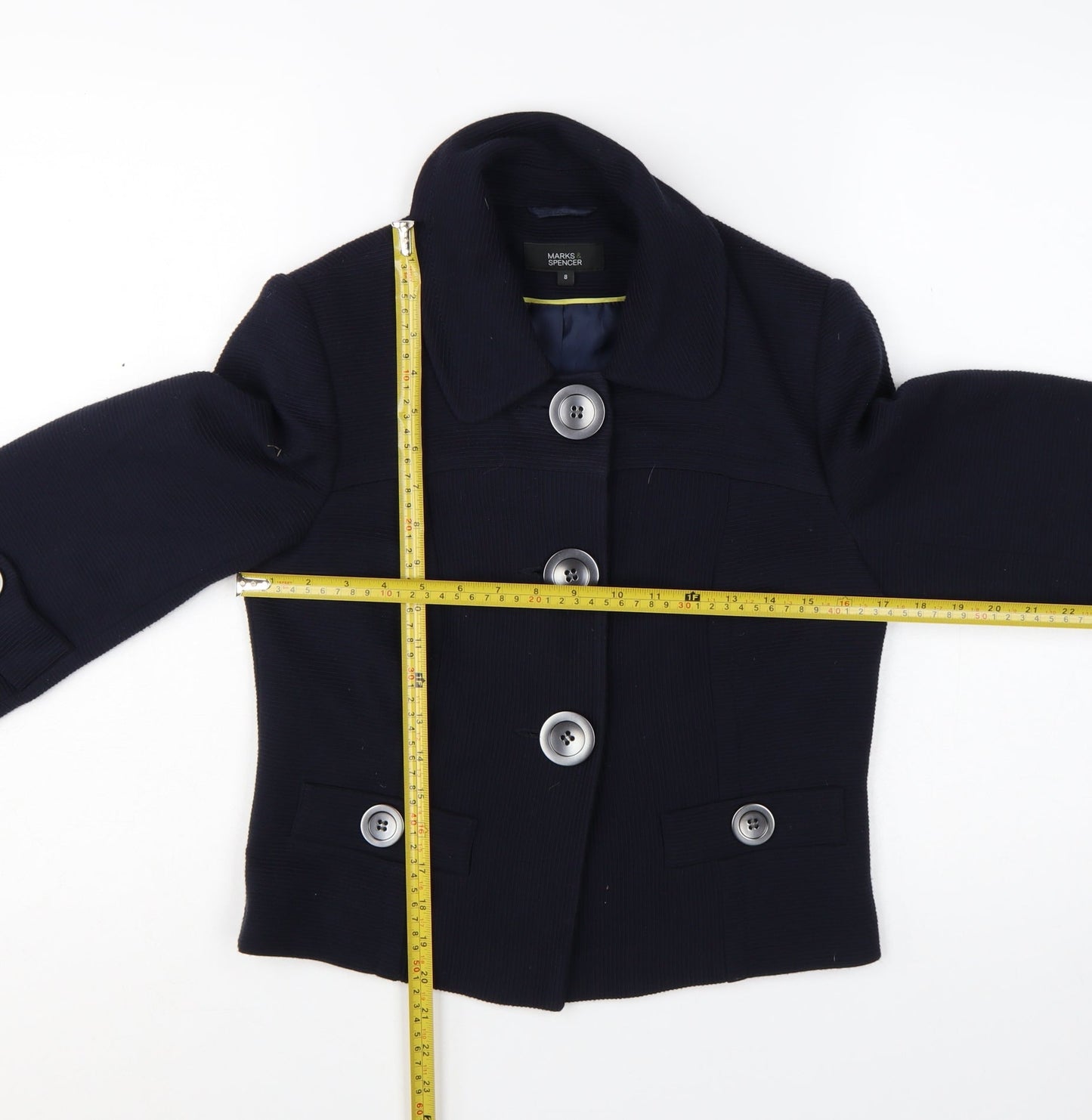 Marks and Spencer Women's Blue 3/4 Sleeve Short Blazer Size 8