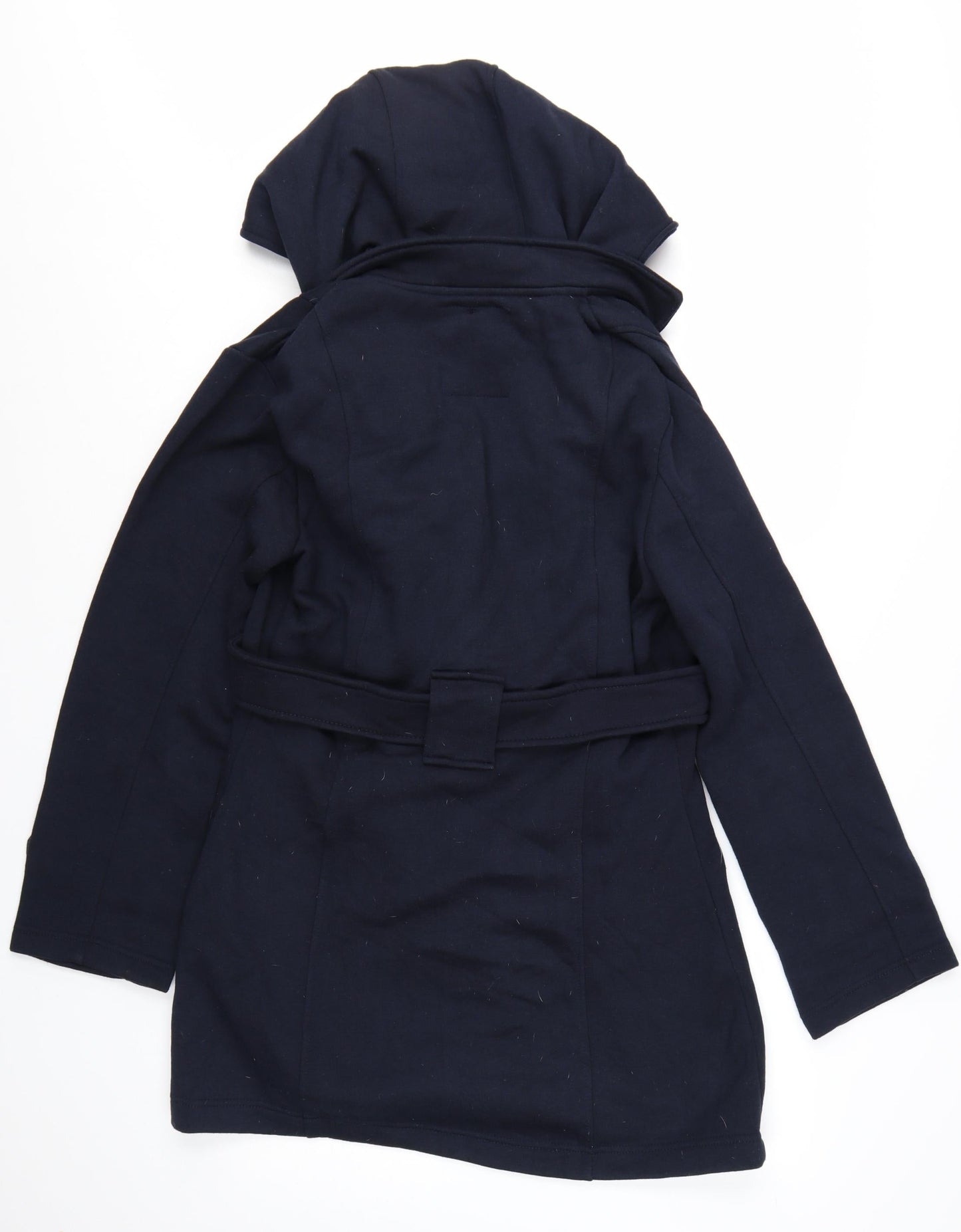 Urban Diva Women’s Blue Trench Coat Hooded Belted L