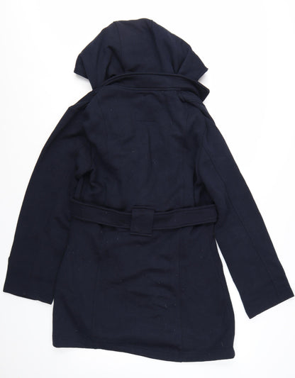 Urban Diva Women’s Blue Trench Coat Hooded Belted L
