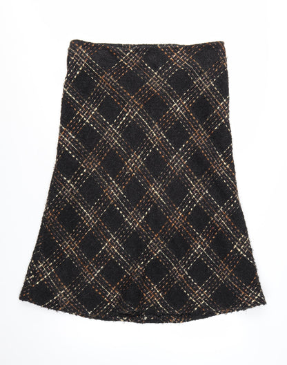 Marks and Spencer Per Una Women's Brown Check Tweed A-Line Skirt Size 16