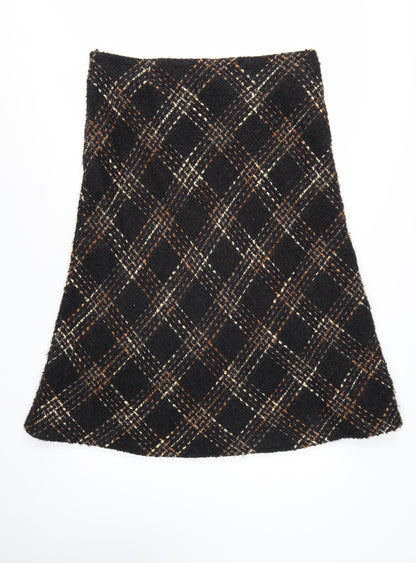 Marks and Spencer Per Una Women's Brown Check Tweed A-Line Skirt Size 16