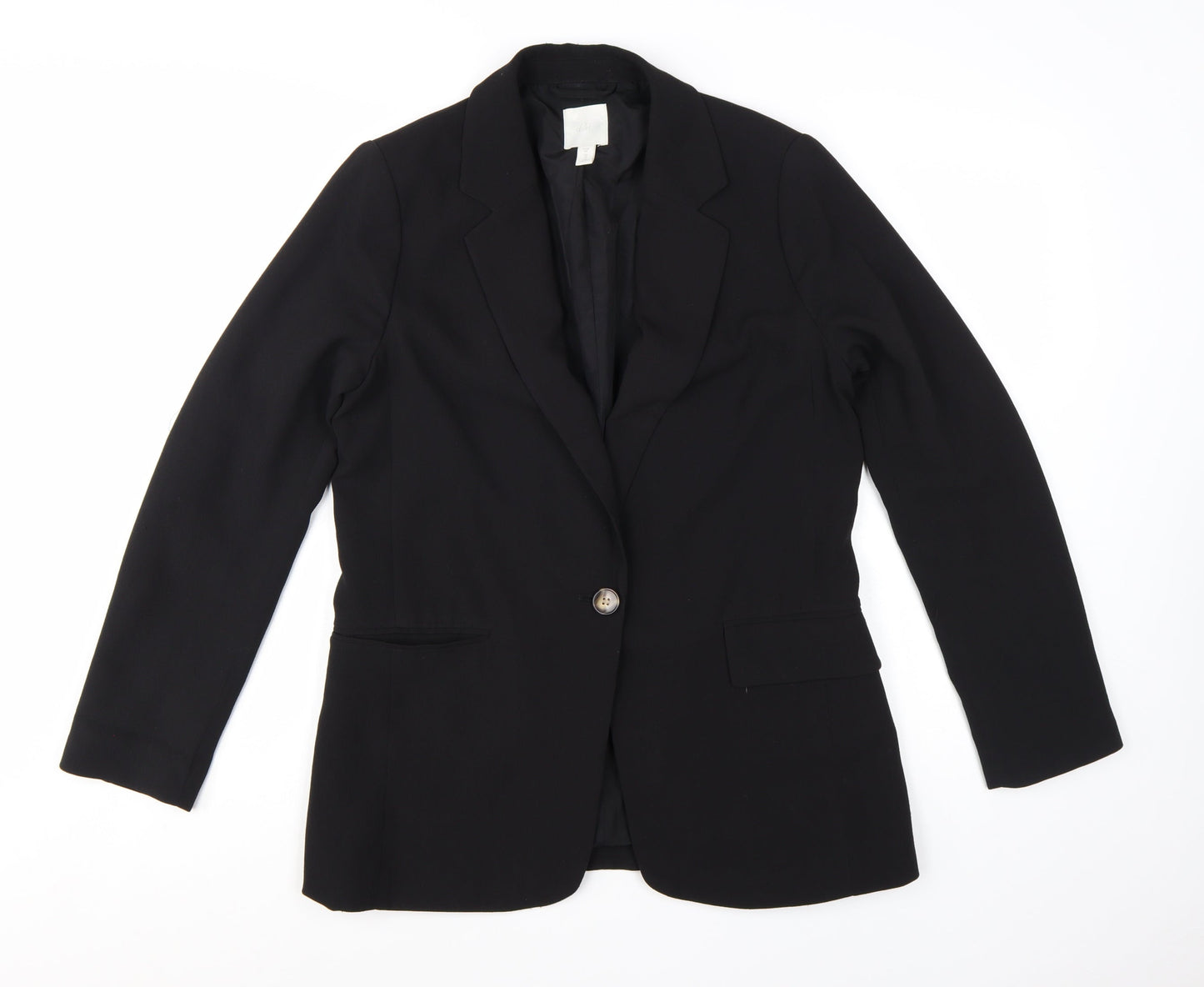H&M Women's Black UK 12 Single-Breasted Blazer Jacket
