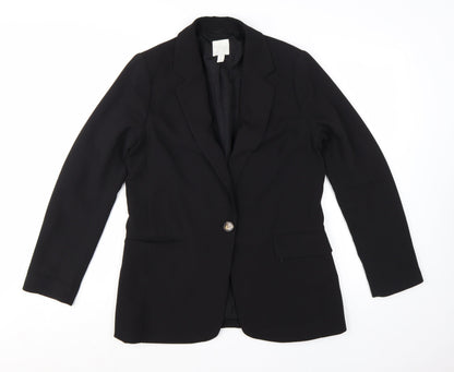 H&M Women's Black UK 12 Single-Breasted Blazer Jacket