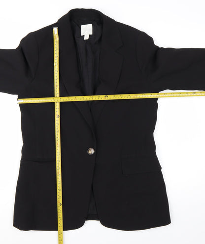 H&M Women's Black UK 12 Single-Breasted Blazer Jacket