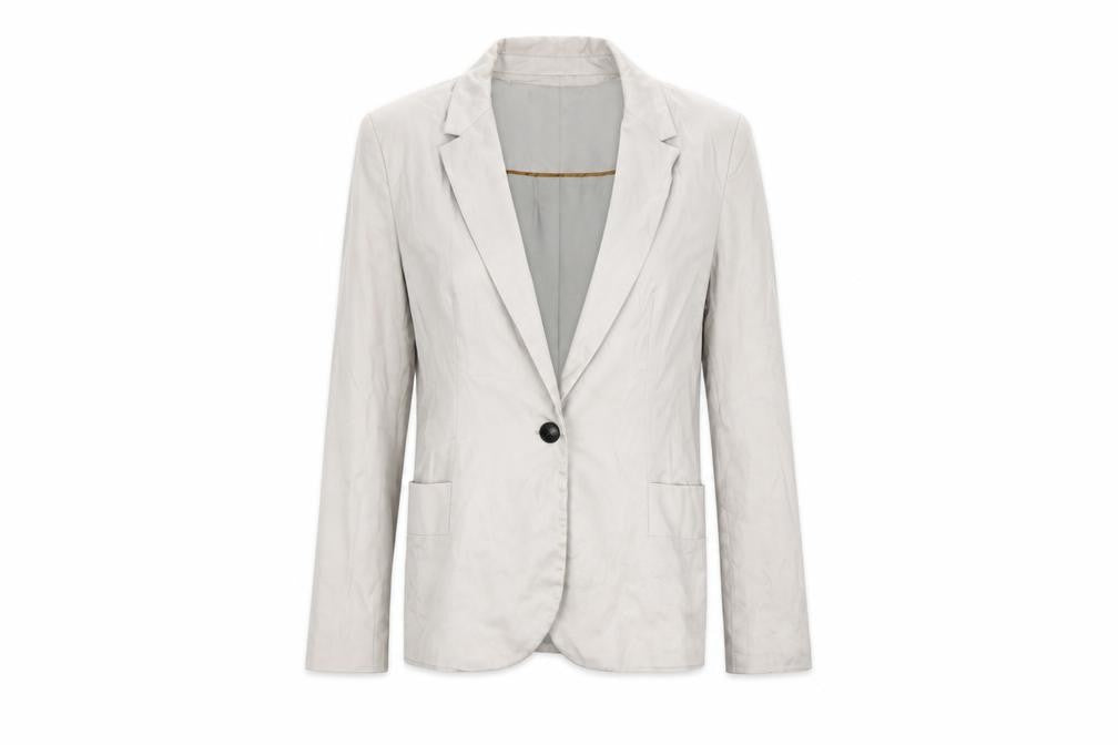 Zara Basic Women Beige Single-Breasted Cotton Blazer Size L