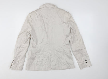 Zara Basic Women Beige Single-Breasted Cotton Blazer Size L