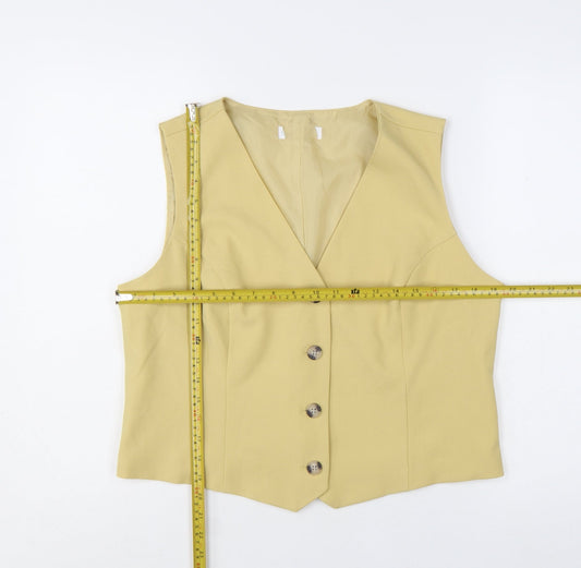 Primark Women Beige Suit Waistcoat Lined Sleeveless Size L