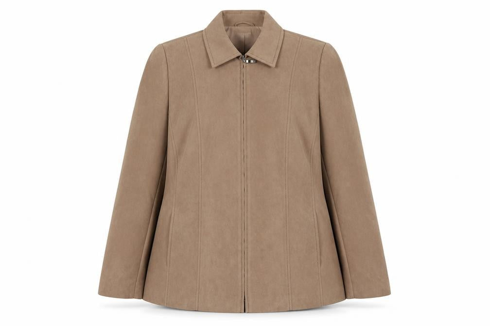 Ann Harvey Women's Beige Suede Look Zip Jacket UK 16