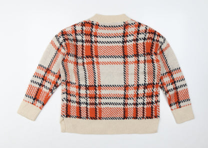 Red Herring Women's Beige Check Wool Blend Pullover Jumper Size 10