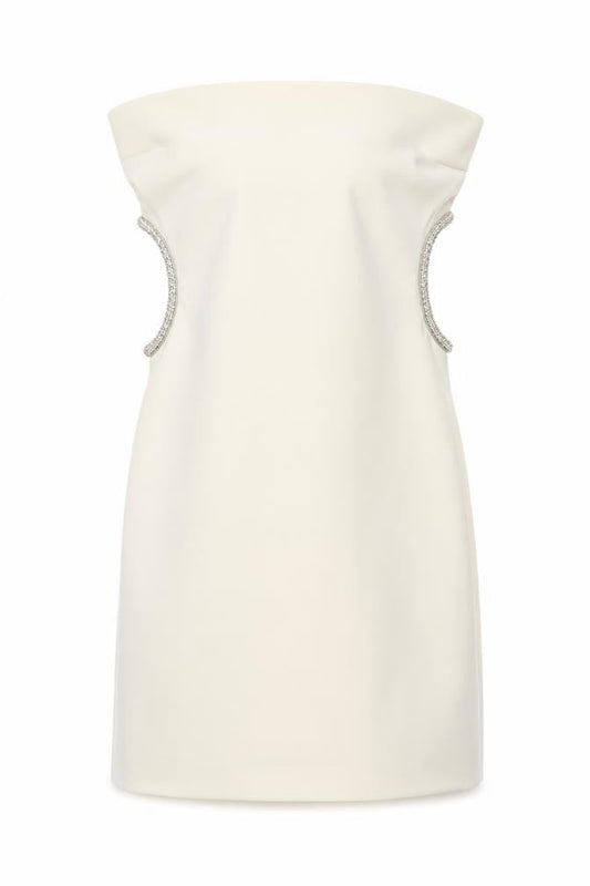 Zara Women Ivory Strapless Rhinestone Bodycon Short Dress Size 12