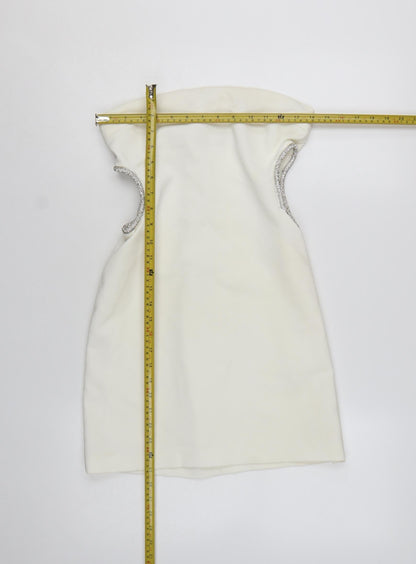 Zara Women Ivory Strapless Rhinestone Bodycon Short Dress Size 12