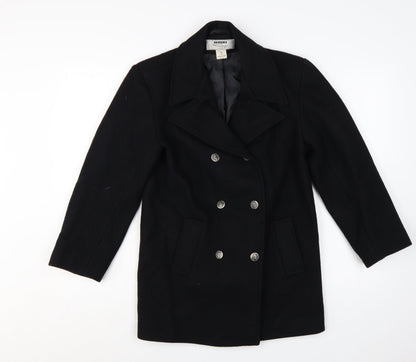 Young Tanya Girls Black Wool Blend Double-Breasted Pea Coat Age 12