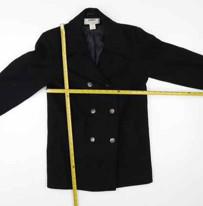 Young Tanya Girls Black Wool Blend Double-Breasted Pea Coat Age 12