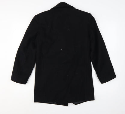 Young Tanya Girls Black Wool Blend Double-Breasted Pea Coat Age 12