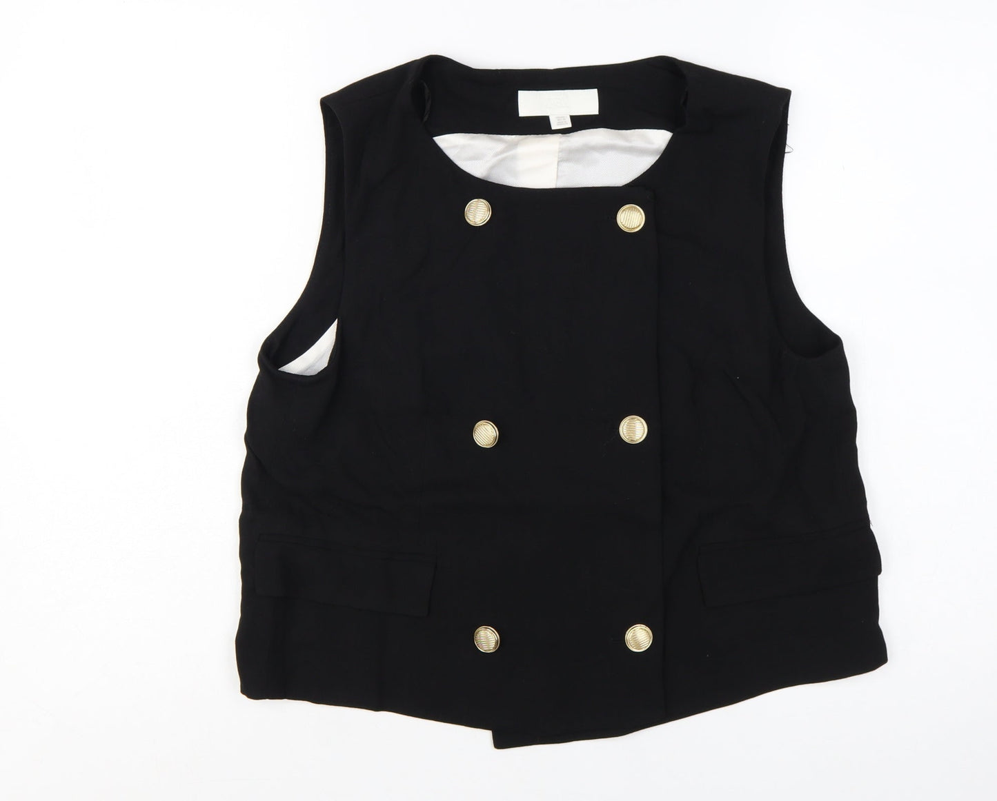 Zara Women Black Double-Breasted Suit Waistcoat L