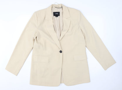 Pull&Bear Women Beige Single-Breasted Blazer Size 14
