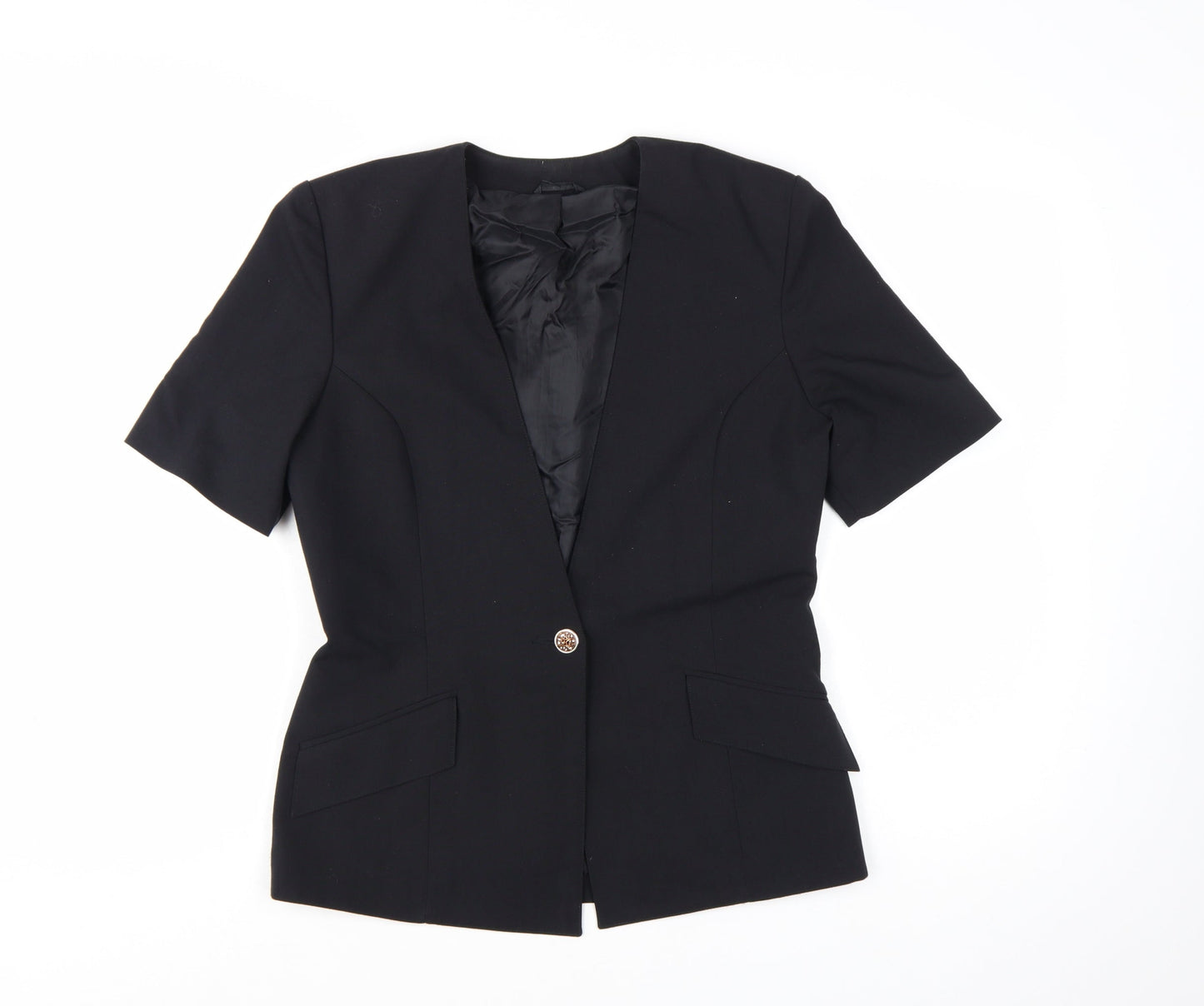 Perrie London Women's Black Short Sleeve Suit Jacket Size 12 Classic Blazer