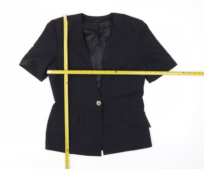 Perrie London Women's Black Short Sleeve Suit Jacket Size 12 Classic Blazer
