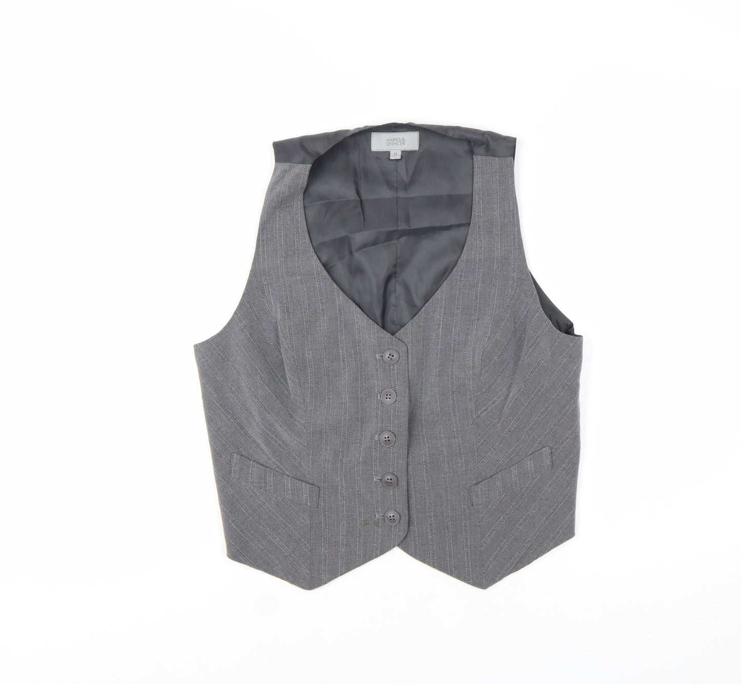 Marks and Spencer Women's Grey Pinstripe Suit Waistcoat Size 14