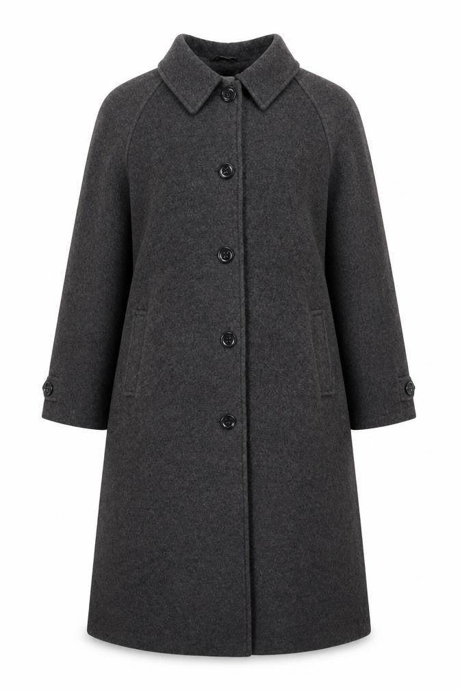 Damart Women's Grey Wool Blend Long Overcoat Size 18