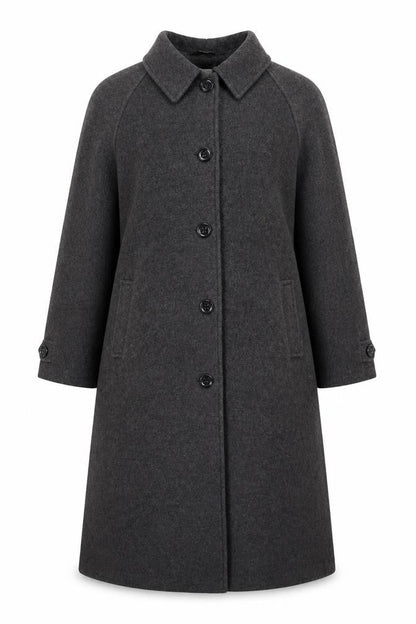 Damart Women's Grey Wool Blend Long Overcoat Size 18