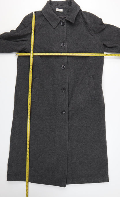 Damart Women's Grey Wool Blend Long Overcoat Size 18