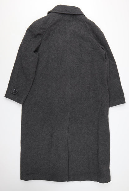 Damart Women's Grey Wool Blend Long Overcoat Size 18