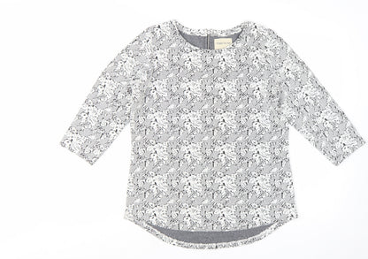 Next Women’s Grey Floral 3/4 Sleeve Jersey Blouse Size 12