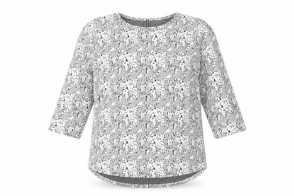 Next Women’s Grey Floral 3/4 Sleeve Jersey Blouse Size 12