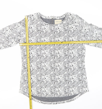 Next Women’s Grey Floral 3/4 Sleeve Jersey Blouse Size 12