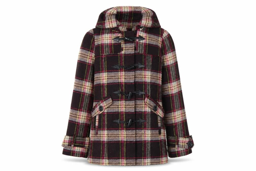 Next Women Brown Check Hooded Duffle Coat Size 8