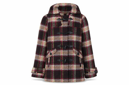 Next Women Brown Check Hooded Duffle Coat Size 8