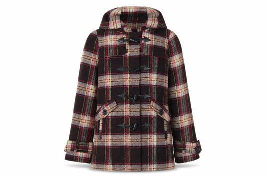 Next Women Brown Check Hooded Duffle Coat Size 8