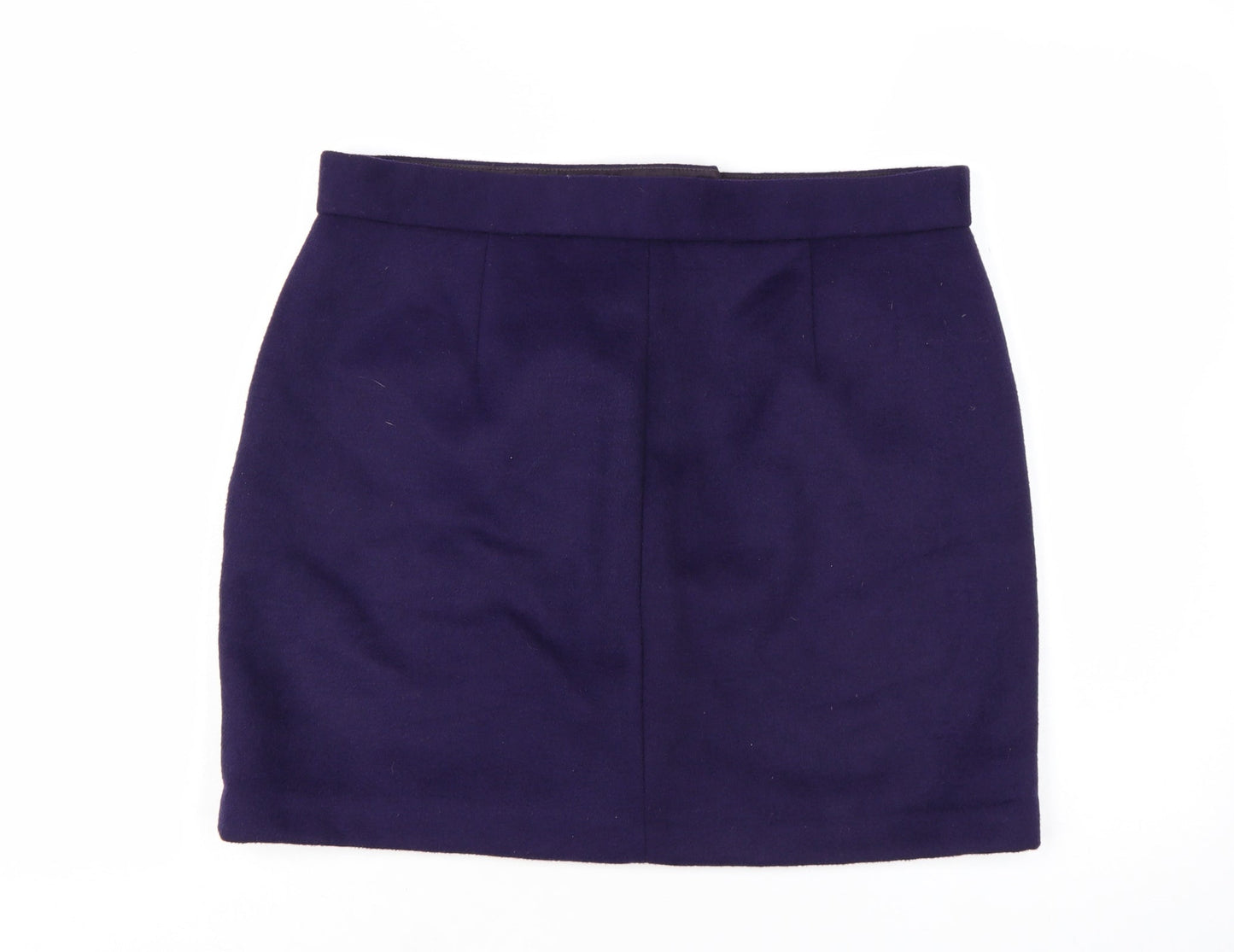 Marks and Spencer Women's Purple Wool Blend Short Pencil Skirt Size 16