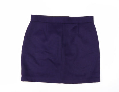 Marks and Spencer Women's Purple Wool Blend Short Pencil Skirt Size 16