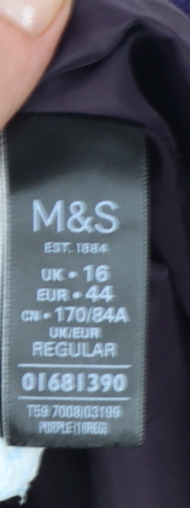 Marks and Spencer Women's Purple Wool Blend Short Pencil Skirt Size 16