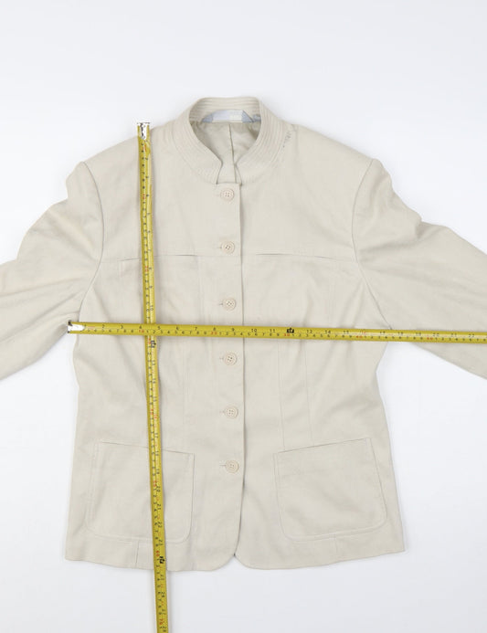 Next Womens Beige Size 14 Blazer Jacket Regular Fit