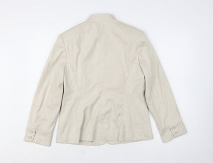 Next Womens Beige Size 14 Blazer Jacket Regular Fit