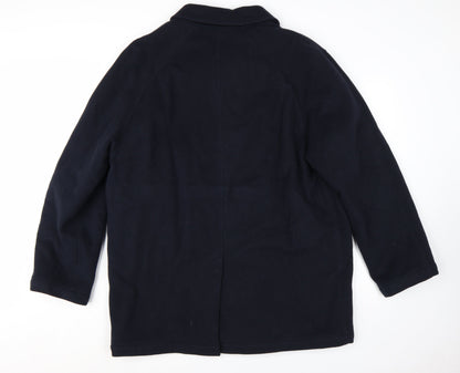 Marks and Spencer Men's Navy Wool Overcoat L Classic Mid-Length