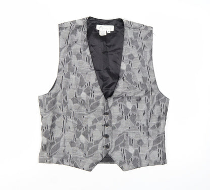 Haley Womens Grey Geometric Cotton Waistcoat Size M Formal Lined