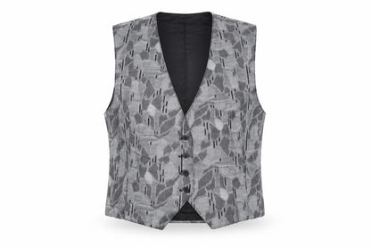 Haley Womens Grey Geometric Cotton Waistcoat Size M Formal Lined
