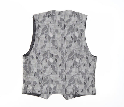 Haley Womens Grey Geometric Cotton Waistcoat Size M Formal Lined