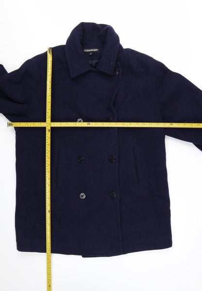 Savannah Women's Blue Wool Pea Coat Size 12 Classic Mid-Length