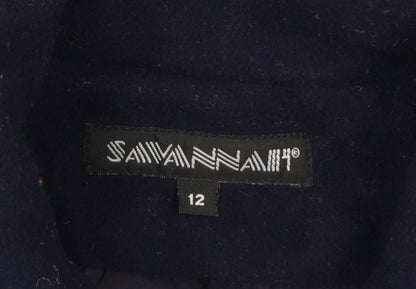 Savannah Women's Blue Wool Pea Coat Size 12 Classic Mid-Length