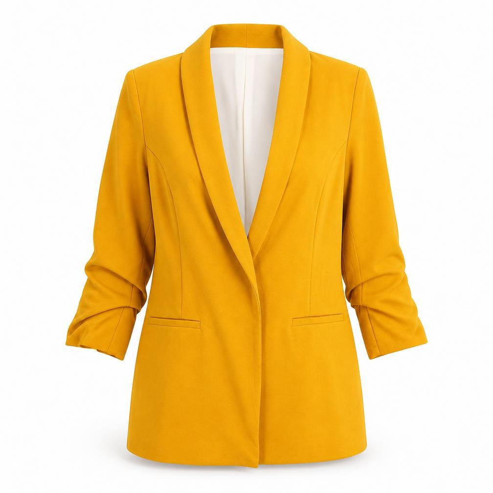 Fashion Nova Women Mustard Yellow Blazer Jacket Medium Shawl Collar