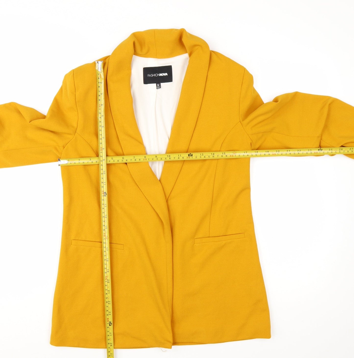 Fashion Nova Women Mustard Yellow Blazer Jacket Medium Shawl Collar