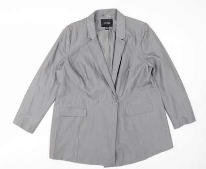 Tailored Women Grey Double-Breasted Blazer UK 20 Classic Fit