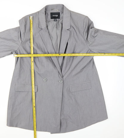Tailored Women Grey Double-Breasted Blazer UK 20 Classic Fit