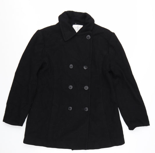 Worthington Womens Black Wool Blend Pea Coat Size 12